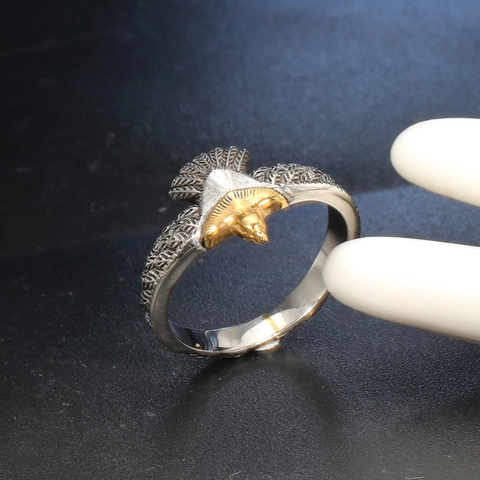 Anillo de Águila Vintage con Pluma para Hombre Acero de Titanio Dorado Plata Retro Hip Hop Punk Anello de Banda Joyería de Moda