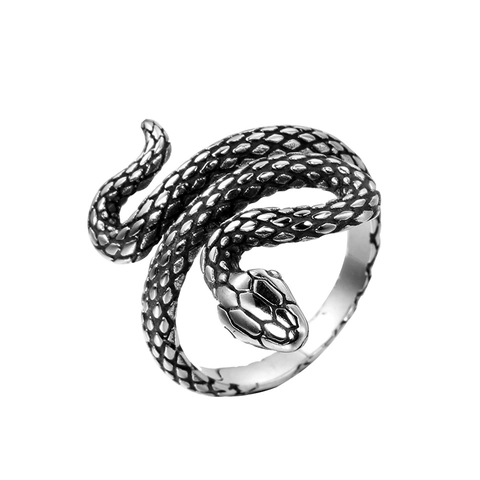 Anello a Forma di Serpente in Acciaio Inossidabile Punk Vintage per Uomo Donna Anello Avvolgente Animal Goth Gioielli