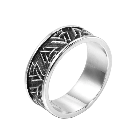 Nordic Viking Valknut Celtic Knot Stainless Steel Ring For Men Women Vintage Geometric Valknut Pattern Biker Jewelry Gift