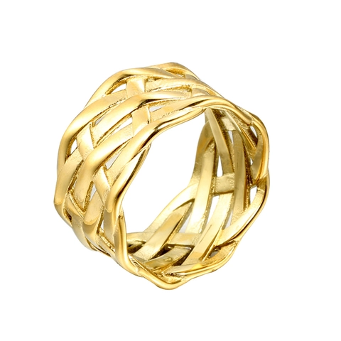 Vintage Edelstahl Geflochten Hohl Ring Für Damen Herren Punk Gothic Gewebt Band Ring Schwarz Gold Silber Schmuck Fingerring