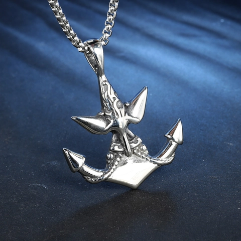 Vintage Stainless Steel Anchor Pendant For Men Nautical Rock Punk Style Embossed Metal Pendant Only Without Chain Accessory