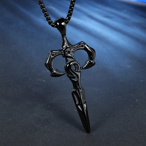 Gothic Stainless Steel Sword Cross Pendant Necklace For Men Women Hip Hop Punk Retro Dagger Jewelry Gift Without Chain