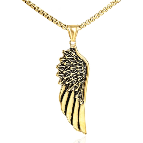 Vintage Stainless Steel Angel Wing Pendant For Women Men Minimalist Feather Wing Charm DIY Jewelry Accessory Without Chain