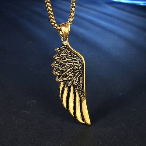 Vintage Stainless Steel Angel Wing Pendant For Women Men Minimalist Feather Wing Charm DIY Jewelry Accessory Without Chain