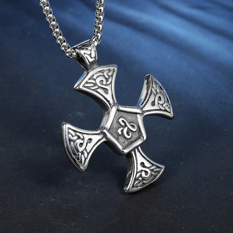 Stainless Steel Celtic Cross Pendant For Men Viking Necklace Pendant Only Religious Triskele Pattern Jewelry Accessory