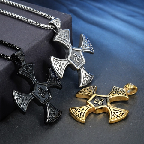 Stainless Steel Celtic Cross Pendant For Men Viking Necklace Pendant Only Religious Triskele Pattern Jewelry Accessory