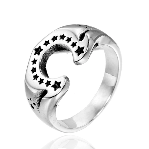 Anello Vintage in Acciaio Inossidabile a Ferro di Cavallo con Stella Retro Punk Anello a U Unisex Gioielli di Moda Regalo