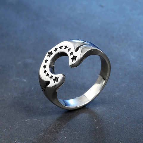 Anello Vintage in Acciaio Inossidabile a Ferro di Cavallo con Stella Retro Punk Anello a U Unisex Gioielli di Moda Regalo