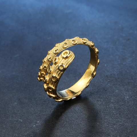 Anello in Acciaio Inossidabile a Tentacolo di Polpo Vintage per Uomo Donna Punk Rock Gotico Anello a Fascia Aperto Regolabile Gioielli Animali Marini