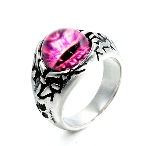 Gothic Evil Eye Stainless Steel Ring Vintage Dragon Eye Punk Hip Hop Biker Jewelry For Men Women Party Ring