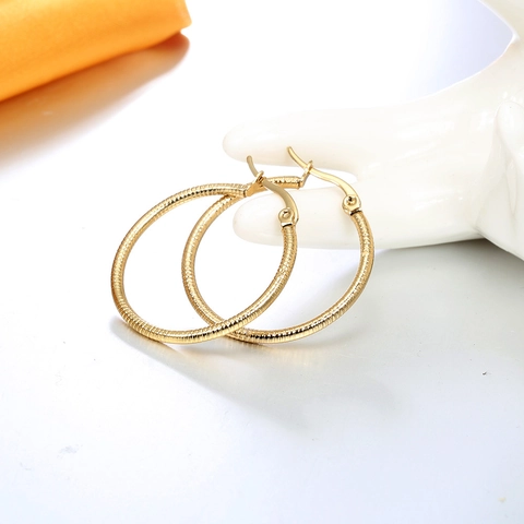 Orecchini a Cerchio in Acciaio Inossidabile Oro per Donna Stile Europeo Trama a Spirale Orecchini Circolari Gioielli Regalo