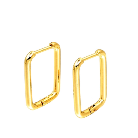 Minimalist Stainless Steel Geometric Rectangular Hoop Earrings Gold Plated U-Shaped Polished Hoop Earrings For Women Daily Jewelry
