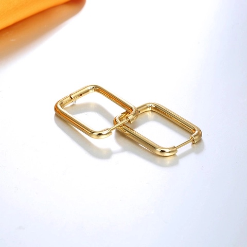 Minimalist Stainless Steel Geometric Rectangular Hoop Earrings Gold Plated U-Shaped Polished Hoop Earrings For Women Daily Jewelry