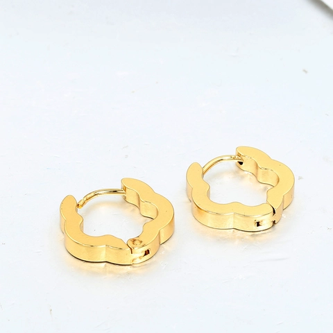 Geometric Stainless Steel Hoop Earrings For Women Men Trendy Hexagon Square Stepped U Shaped Gold Plated Unique Jewelry Gift