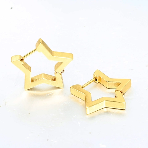 Minimalista Orecchini a Cerchio Stella in Acciaio Inossidabile Unisex Geometrico Pentagramma Huggie Orecchini Oro Gioielli