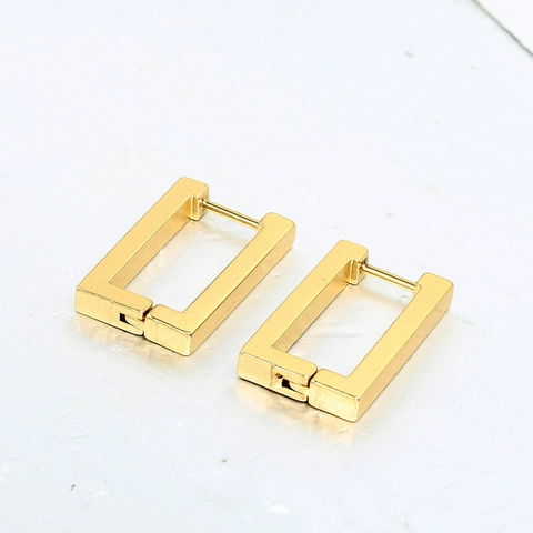 Trendige Minimalistische Edelstahl Quadratische Geometrische Creolen Gold Galvanisiert Metallische Ohrstecker Für Damen Herren Täglicher Schmuck