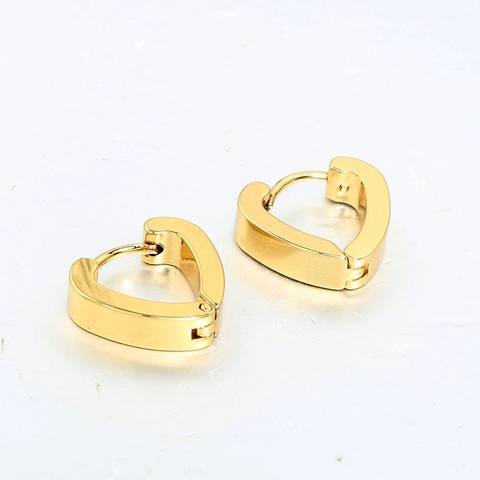 Orecchini a Cerchio a Forma di Cuore Minimalisti in Acciaio Inossidabile per Donna Placcati in Oro Geometrici Lucidi Gioielli