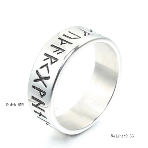 Viking Runen Roestvrij Stalen Ring Noordse Holle Letter Band Gepolijst Retro Mystery Unisex Ring Voor Mannen Vrouwen Mode Sieraden Cadeau