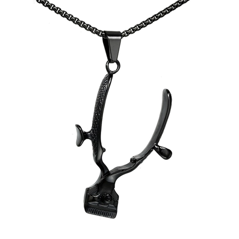 Kreativer Edelstahl Haarschneider Anhänger Halskette Vintage Friseur Geschenk Punk Schmuck Für Herren Stahlfarbe