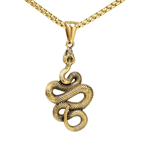 Colgante de Serpiente de Acero Inoxidable Vintage para Hombre Mujer Joyería de Estilo Animal Retro Gótico Solo Colgante