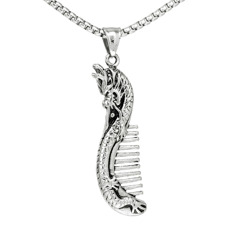 Vintage Stainless Steel Dragon Comb Pendant Only Hip Hop Punk Coiled Dragon Jewelry For Men Women Trendy Necklaces Accessory