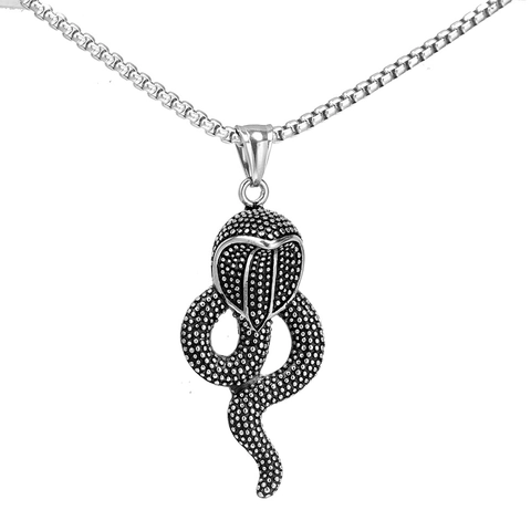 Colgante de Serpiente Cobra Real de Acero Inoxidable Punk Vintage Solo Sin Cadena para Hombre Joyería Gótica de Animales