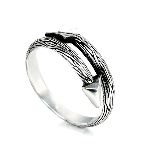 Anillo Vintage de Acero Inoxidable 316L Flecha de Cupido Corazón Textura Corteza de Árbol Gótico Industrial para Hombre Mujer Joyería