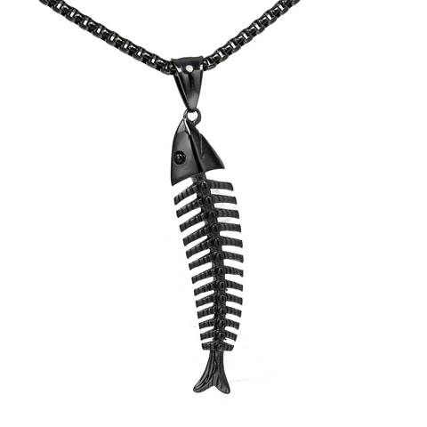 Minimalist Stainless Steel Fish Bone Skeleton Pendant Only Without Chain For Men Vintage Punk Gothic Fashion Jewelry Accessory