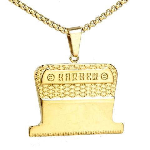 Stainless Steel Barber Clipper Pendant Necklace For Men Professional Hairdresser Jewelry Barber Letter Engraved Pendant