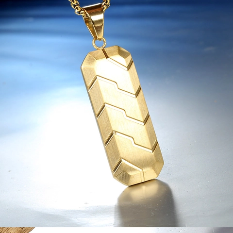 Colgante de Hombre Industrial de Acero Inoxidable con Banda de Rodadura Rectángulo Solo Hip Hop Retro Joyería Geométrica