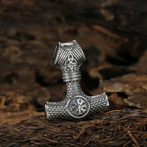 Collana con Ciondolo Vichingo Martello di Thor Mjolnir Vintage per Uomo Acciaio Inossidabile Retrò Nordico Vegvisir Bussola Totem Gioielli Punk Gothic