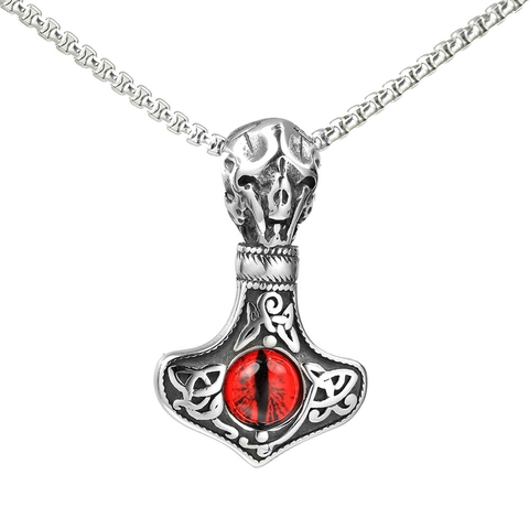 Collana con Ciondolo Martello di Thor Vichingo Mjolnir Acciaio Inossidabile Teschio Nodo Celtico Gotico Punk Gioielli Uomo Regalo