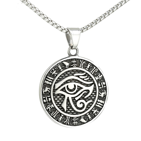 Collana Con Ciondolo Occhio Di Horus In Acciaio Inossidabile Vintage Da Uomo Catena Box Geroglifici Egiziani Gioielli Punk