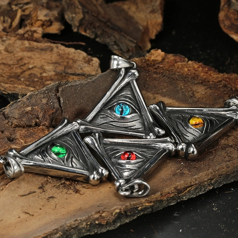 Collana con Ciondolo Malocchio in Acciaio Inossidabile Vintage Gioielli Gotici Scheletro Triangolo Occhio Della Provvidenza Uomo Donna