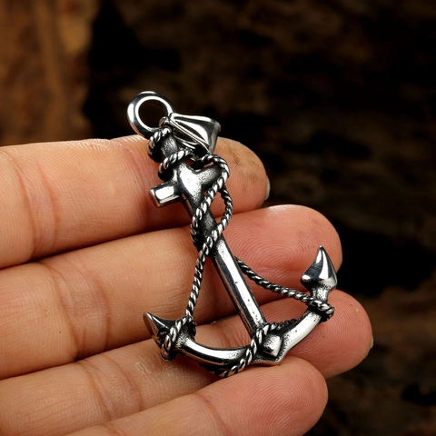Collana con Pendente ad Ancora Nautica in Acciaio Inossidabile Vintage per Uomo Gioielli Nautici Ossidati Retro Punk Hip Hop Regalo