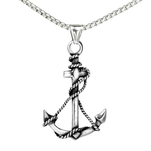 Collana con Pendente ad Ancora Nautica in Acciaio Inossidabile Vintage per Uomo Gioielli Nautici Ossidati Retro Punk Hip Hop Regalo
