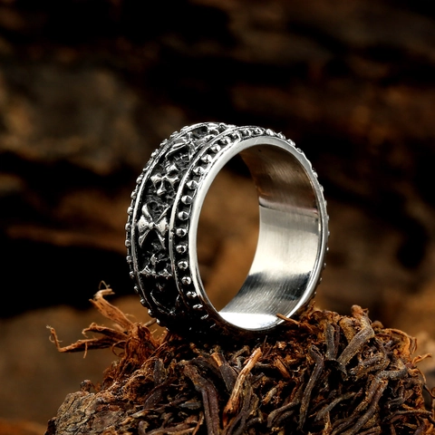 Anello Croce in Acciaio Inossidabile Vintage per Uomo Anello a Fascia Retro Gotico a Scaglia di Drago Gioielli Hip Hop Punk Gotico