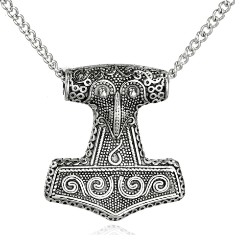 Vichingo Martello di Thor Mjolnir Ciondolo Solo Acciaio Inossidabile Retro Gioielli Mitologia Nordica per Uomo Oro Acciaio