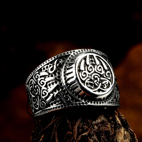 Anillo de Garra de Oso de Acero Inoxidable Vintage Nudo Celta Guerrero Vikingo para Hombre Joyería de Moda Nórdica