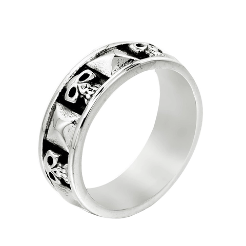 Anello da Uomo in Acciaio Inossidabile Vintage Teschio Gotico Punk Rock Borchie a Piramide Anello Geometrico Hip Hop Gioielli