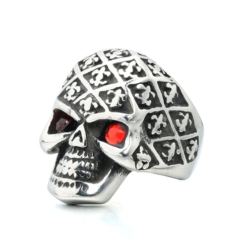 Retro Roestvrij Staal Schedel Ring Baard Oude Man Ontwerp Distressed Gothic Punk Sieraden Met Strass Ogen Voor Mannen