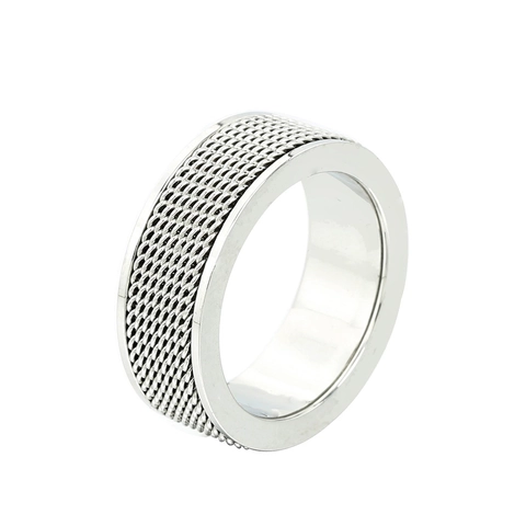 Anello Girevole in Acciaio Inossidabile per Uomo Donna Trama a Maglia Intrecciata Anello a Fascia Ruotabile Stile Industriale Sollievo dallo Stress Gioielli di Moda