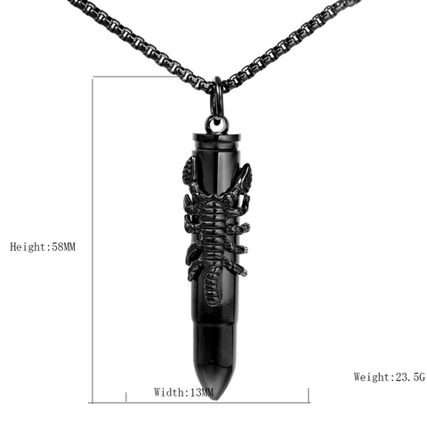 Punk Stainless Steel Scorpion Bullet Pendant Only Gothic Men Jewelry Retro Casting Urn Memorial Charm Without Chain