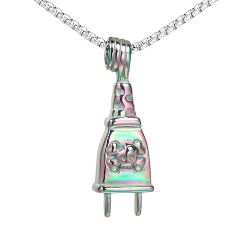 Vintage Punk Stainless Steel Skull Plug Pendant Necklace For Men Retro Gothic Jewelry Gold Silver Rainbow Color Accessory