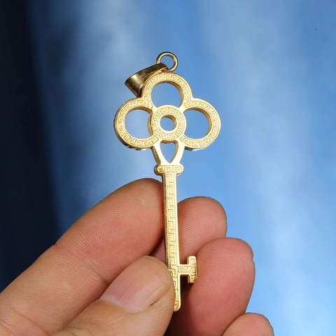 316 Stainless Steel Key Pendant For Women Gold Plated Greek Key Meander Pattern Pendant Only Without Chain Jewelry