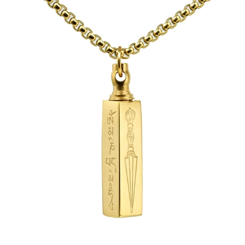 Vintage Stainless Steel Religious Pendant For Men Women Tibetan Scripture Phurba Engraved Amulet Pendant Only Without Chain