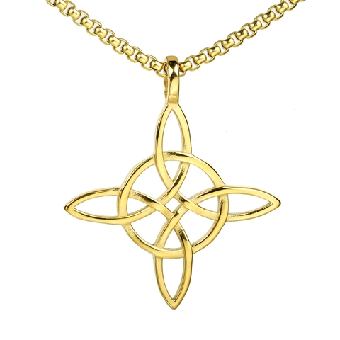 Collana Con Ciondolo Nodo della Strega Vichingo Vintage per Uomo Acciaio Inossidabile Nodo Celtico Gioielli Geometrici