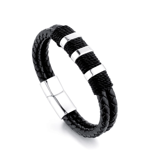 Pulsera de Cuero Trenzado de Moda para Hombre Con Hebilla Magnética de Acero Inoxidable Joyería Tejida a Mano Estilo Étnico Regalo para Hombre