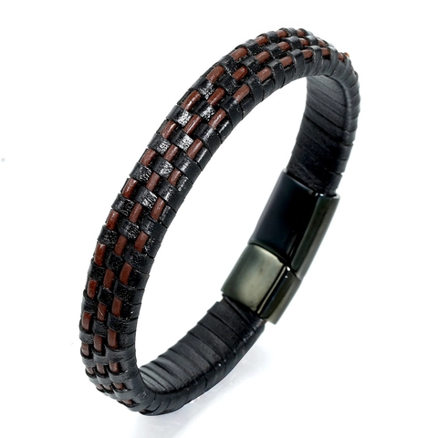 Vintage Herren Edelstahl Armband Casual Geflochtenes Design Mit Magnetverschluss Maskuliner Modeschmuck