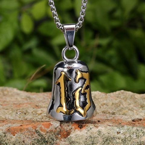 Collana con Ciondolo a Campana Numero 13 Gotica da Uomo Acciaio Inossidabile 316 Gioielli Biker Stile Industriale Retrò Oro Argento